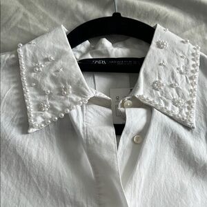 White Casual Button Down Shirt with Textured Fabric